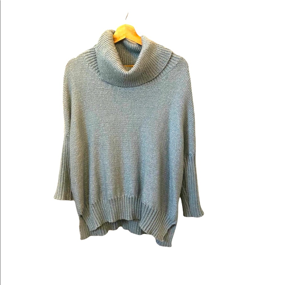CHICO’S  Blue Cowl Neck Sweater With A Little Sparkle